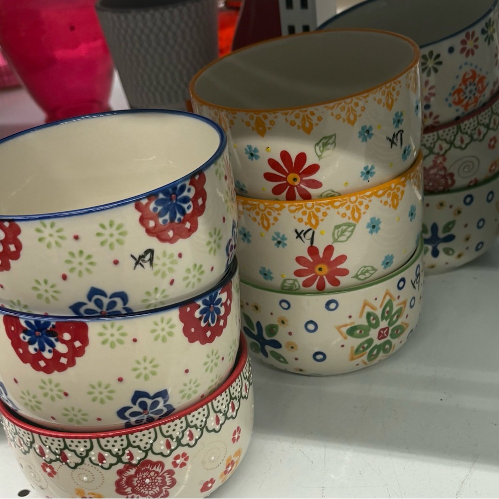 Signature 9 Piece Pattern Mediterranean Colorful Ceramic Bowls Set